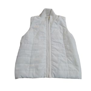 Michael Kors  Full Zip Quilted Vest Womens Sz L Knitted Back bone nwt
